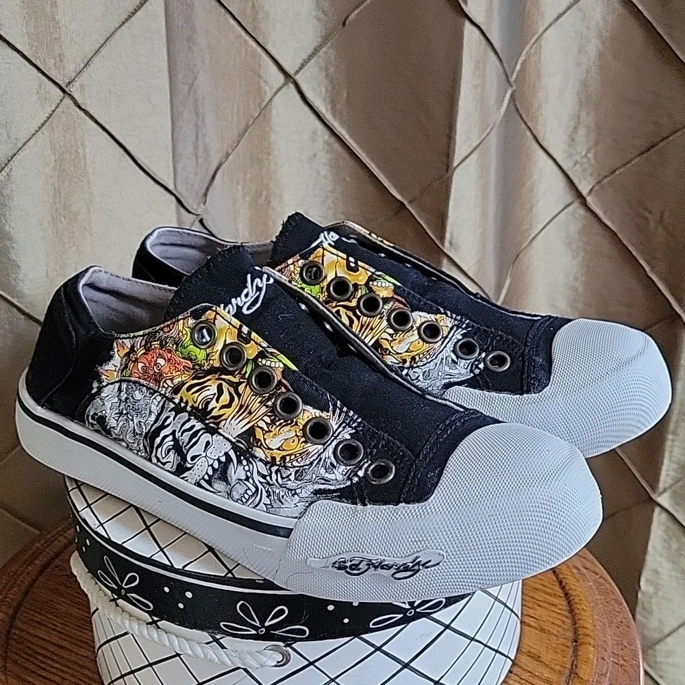 EUC- Ed Hardy ‘Tiger’ Slip-on Canvas Sneaker